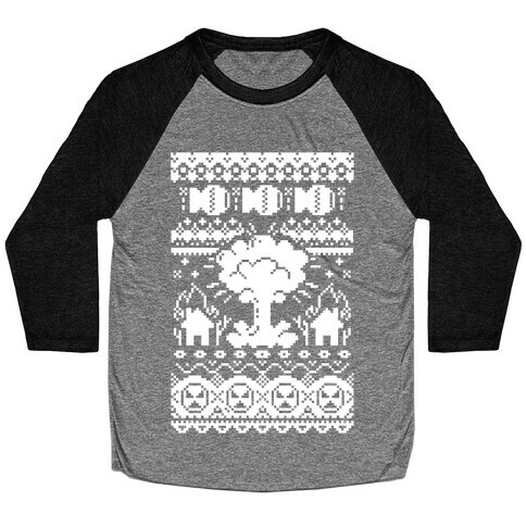 Nuclear Christmas Sweater Pattern Baseball Tee