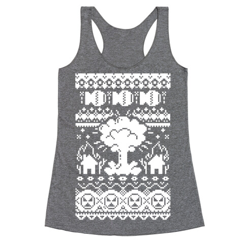 Nuclear Christmas Sweater Pattern Racerback Tank Top