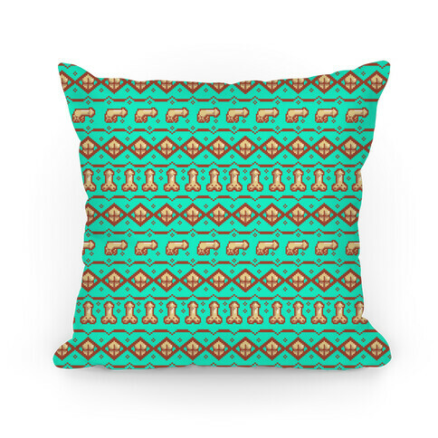 Dicks and Butts Ugly Sweater Pattern Pillow