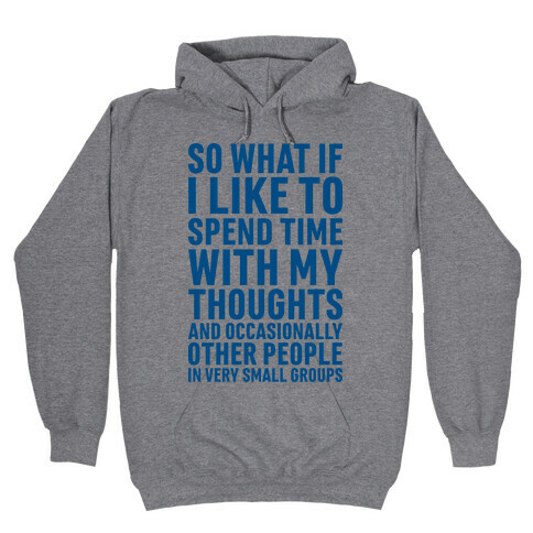 So What If I Like To Spend Time With My Thoughts And Occasionally Other People In Very Small Groups Hooded Sweatshirt