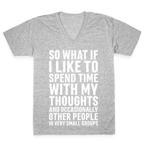 So What If I Like To Spend Time With My Thoughts And Occasionally Other People In Very Small Groups V-Neck Tee Shirt