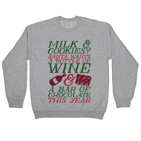 Santa Wants Wine & a Bar of Chocolate This Year  Pullover