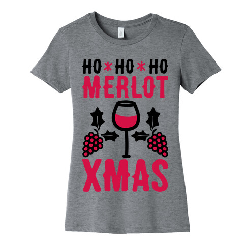 Ho Ho Ho Merlot Christmas Womens T-Shirt