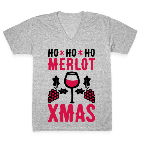 Ho Ho Ho Merlot Christmas V-Neck Tee Shirt