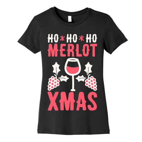 Ho Ho Ho Merlot Christmas Womens T-Shirt