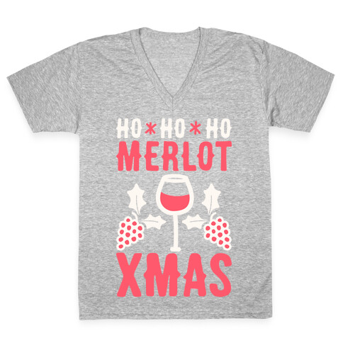 Ho Ho Ho Merlot Christmas V-Neck Tee Shirt