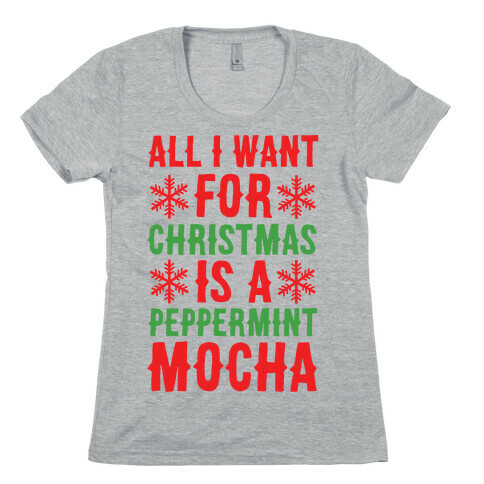 All I Want for Christmas is a Peppermint Mocha  Womens T-Shirt