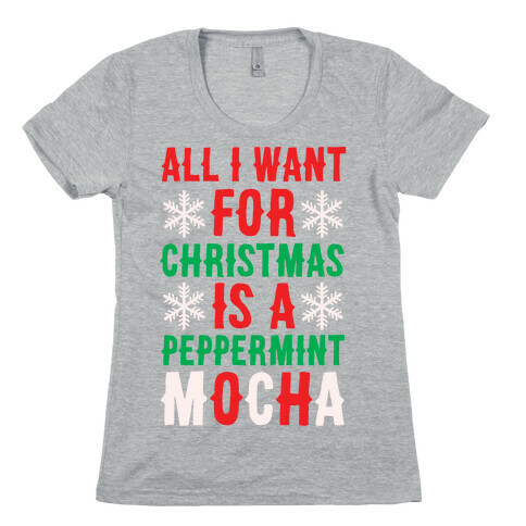 All I Want for Christmas is a Peppermint Mocha  Womens T-Shirt