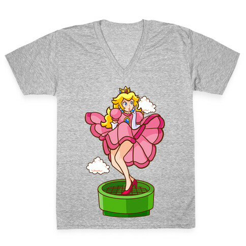 Plumbers Prefer Blondes (Peach Pin-up) V-Neck Tee Shirt