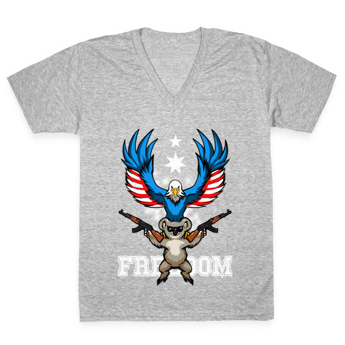 Ameristralia: TASTE THE FREEDOM (Text) V-Neck Tee Shirt
