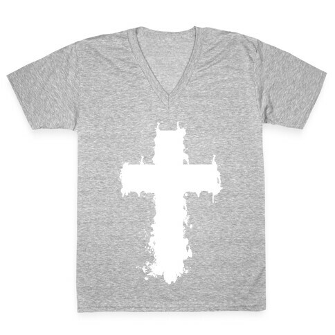 Splatter Cross V-Neck Tee Shirt