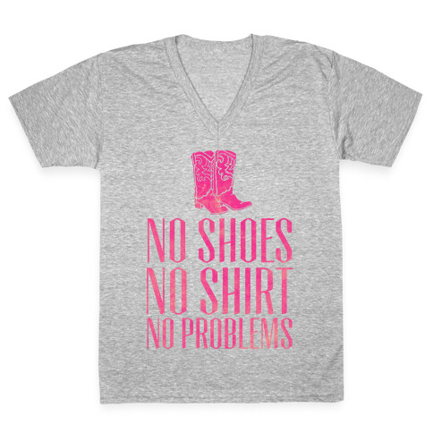 No Shoes No Shirt No Problems V-Neck Tee Shirt