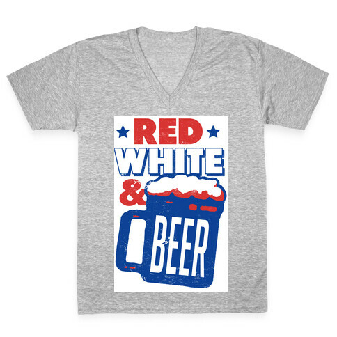Red White & Beer V-Neck Tee Shirt