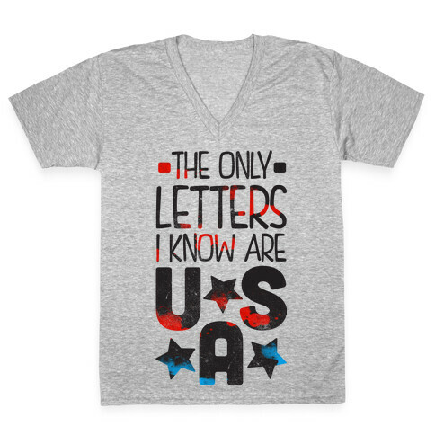 The Only Letters Are USA (Tank) V-Neck Tee Shirt