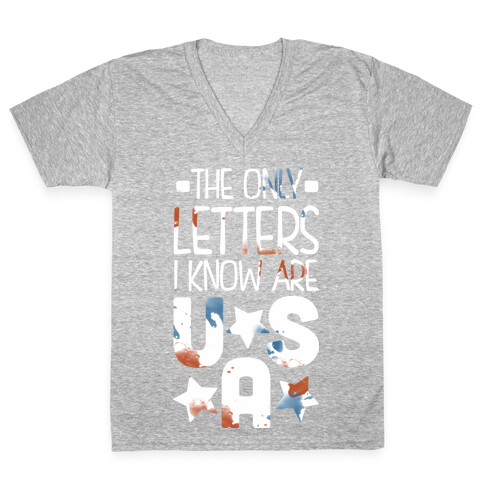 The Only Letters Are USA (Dark) V-Neck Tee Shirt