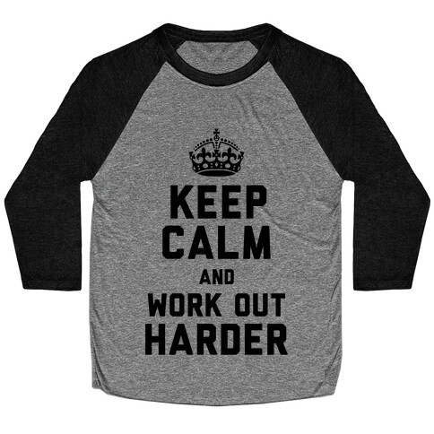 Keep Calm and Work Out Harder (Neon Tank) Baseball Tee