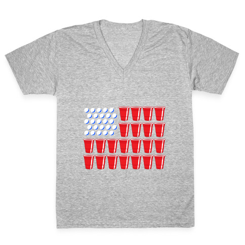 Beer Pong Flag V-Neck Tee Shirt