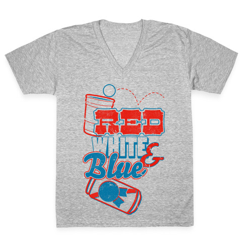 Red White and Blue V-Neck Tee Shirt