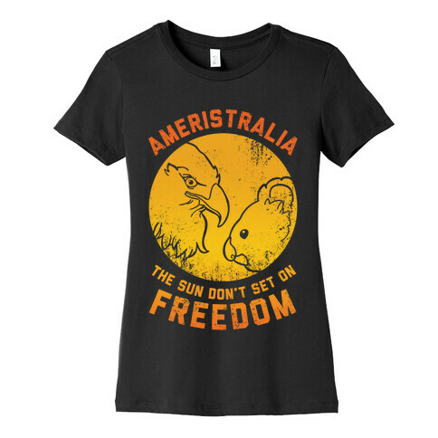 The Sun Don't Set On Freedom (Gold Ameristralia) Womens T-Shirt
