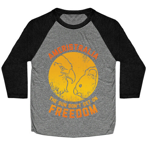 The Sun Don't Set On Freedom (Gold Ameristralia) Baseball Tee