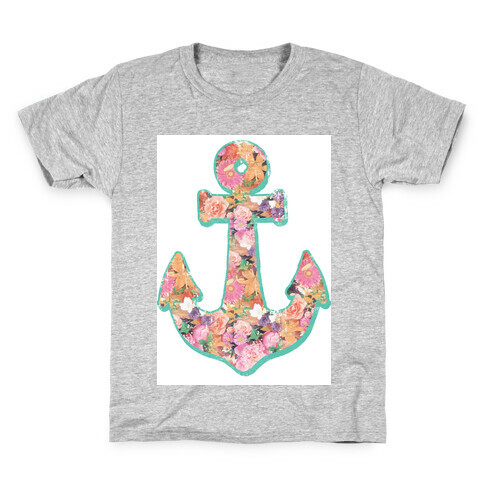 Floral Anchor (Coral) Kids T-Shirt