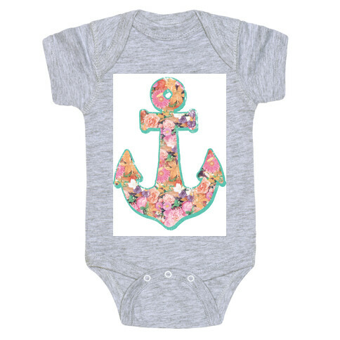Floral Anchor (Coral) Baby One-Piece