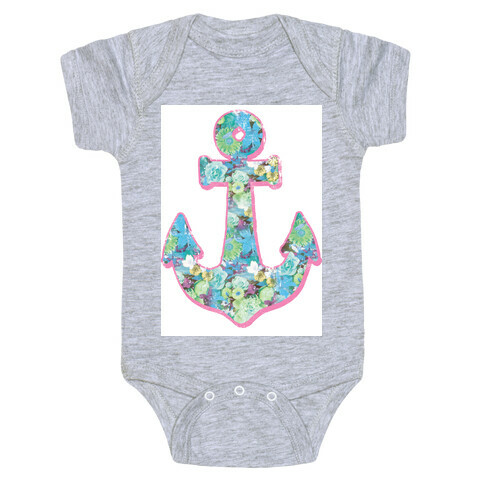 Floral Anchor (Aqua) Baby One-Piece