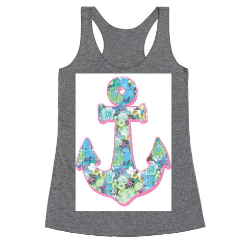 Floral Anchor (Aqua) Racerback Tank Top