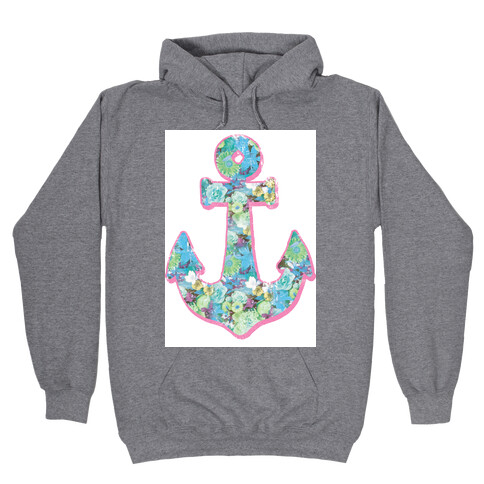 Floral Anchor (Aqua) Hooded Sweatshirt