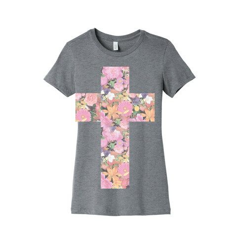 Vintage Floral Cross Womens T-Shirt