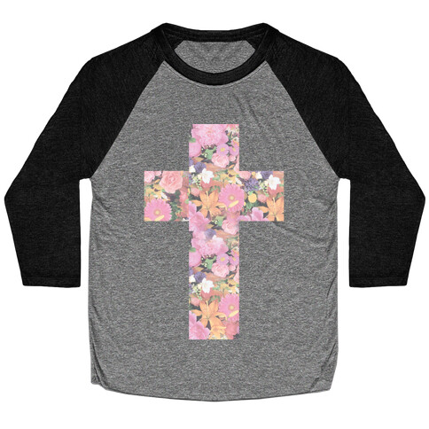 Vintage Floral Cross Baseball Tee