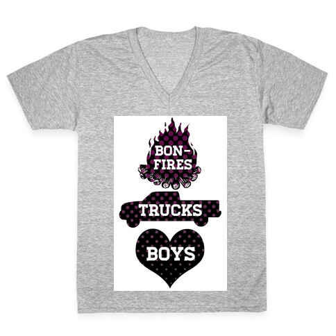 Bonfires, Trucks and Boys V-Neck Tee Shirt
