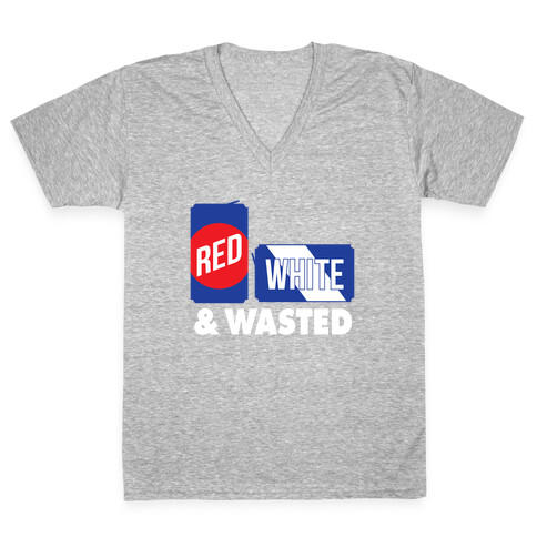 Red, White & Wasted V-Neck Tee Shirt
