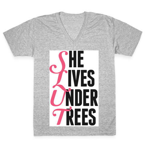 She Lives Under Trees V-Neck Tee Shirt