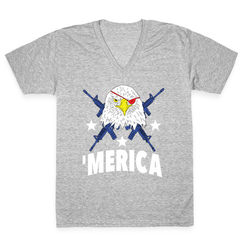 Bald Eagle Bearing Arms V-Neck Tee Shirt