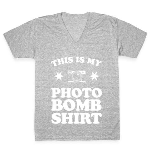 My Photo Bomb Shirt (white print) V-Neck Tee Shirt