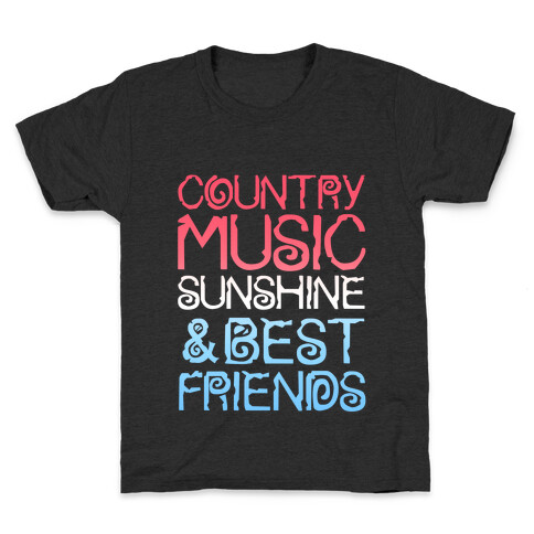 Country Music, Sunshine & Best Friends (Red White & Blue) Kids T-Shirt