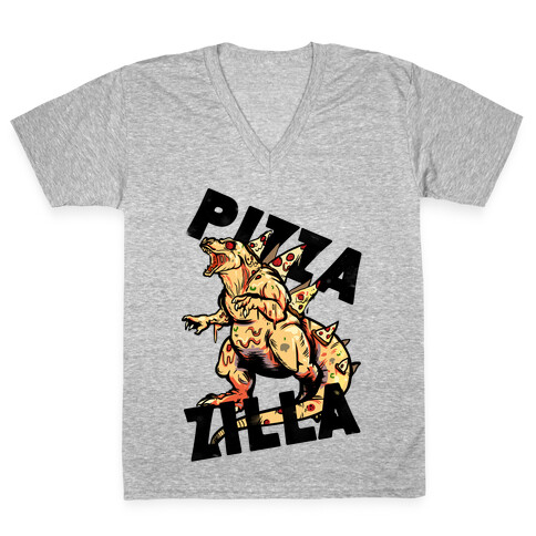 Pizza-Zilla V-Neck Tee Shirt