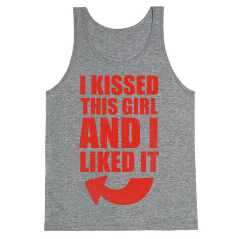 I Kissed A Girl Couples Shirt (Part 2) (Red) Tank Top
