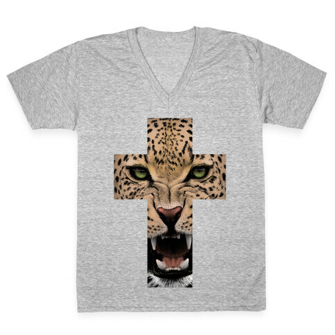 Leopard Cross V-Neck Tee Shirt