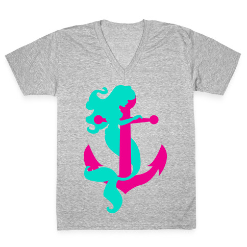 Mermaid Anchor V-Neck Tee Shirt