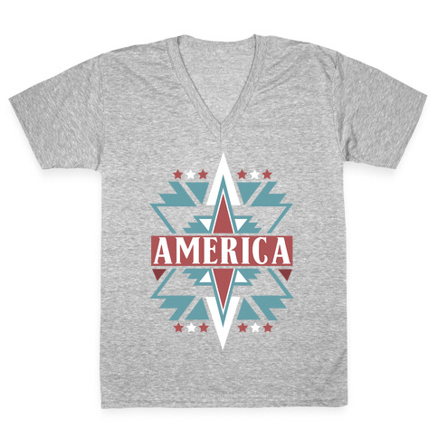 American Pattern V-Neck Tee Shirt