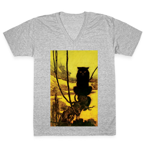 Black Cat V-Neck Tee Shirt