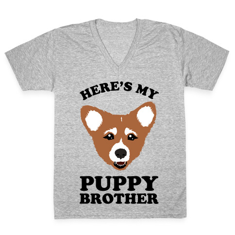 Here's My Puppy Brother V-Neck Tee Shirt