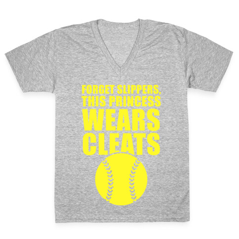 This Princess Wears Cleats (Softball) V-Neck Tee Shirt