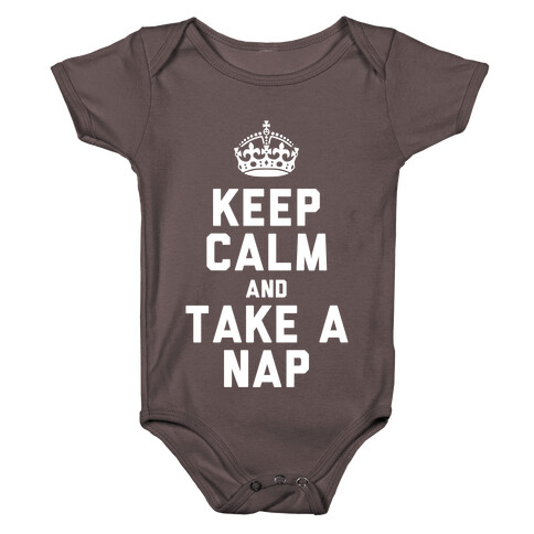 Keep Calm and Take A Nap (White Ink) Baby One-Piece
