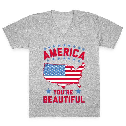 America You're Beautiful V-Neck Tee Shirt