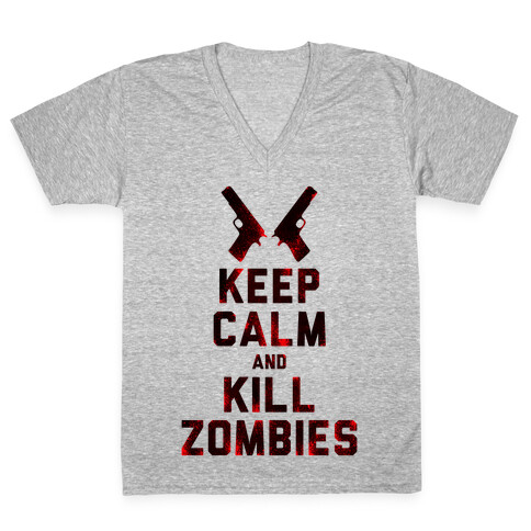 Keep Calm and Kill Zombies V-Neck Tee Shirt