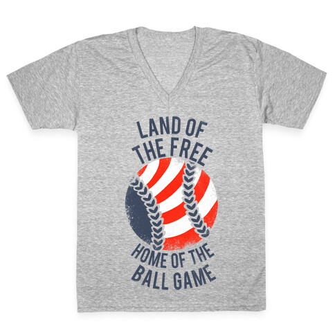 Land of the Free Home of the Ball Game (Vintage) V-Neck Tee Shirt
