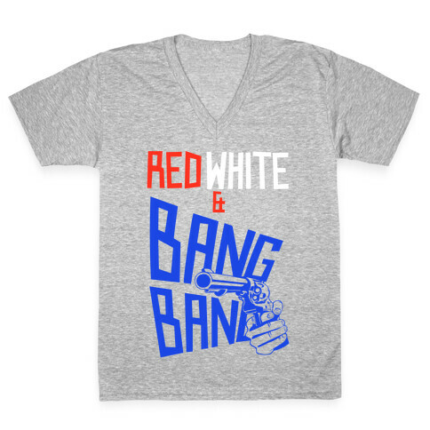 Red White and Bang Bang V-Neck Tee Shirt